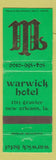 Matchbook Cover - Warwick Hotel New Orleans LA WEAR