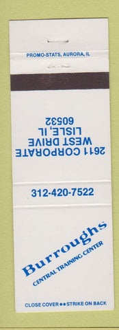 Matchbook Cover - Burroughs Central Training Center Lisle IL