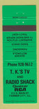 Matchbook Cover - TK's TV Farmer City IL