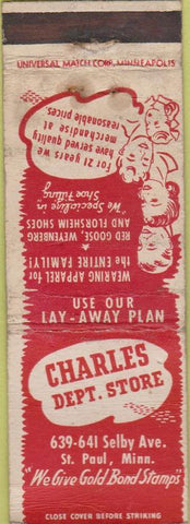 Matchbook Cover - Charles Department Store St Paul MN WORN