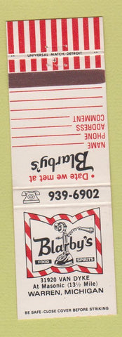 Matchbook Cover - Blarby's Restaurant Warren MI