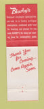 Matchbook Cover - Blarby's Restaurant Warren MI