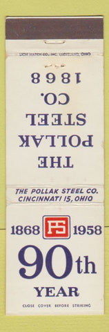 Matchbook Cover - Pollak Steel 1958 Cincinnati OH
