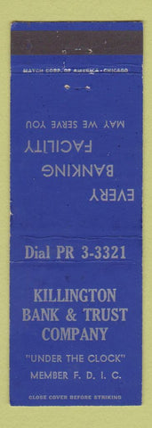 Matchbook Cover - Killington Bank and Trust Rutland VT