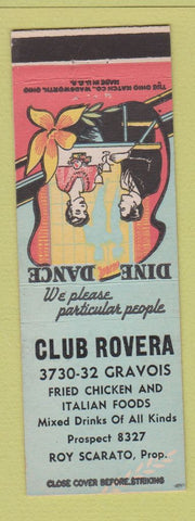 Matchbook Cover - Club Rovera Italian St Louis MO