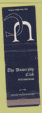 Matchbook Cover - University Club Pittsburgh PA WEAR