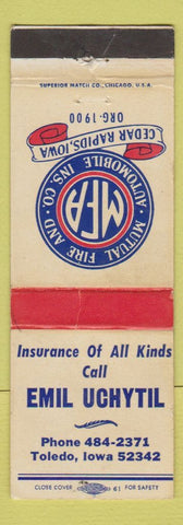 Matchbook Cover - Emil Uchytil Insurance Toledo OH WEAR