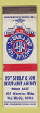 Matchbook Cover - Roy Steely Son Insurance Waterloo IA