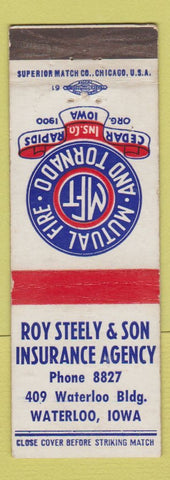 Matchbook Cover - Roy Steely Son Insurance Waterloo IA