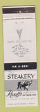 Matchbook Cover - The Steakery Rosoff's Boston MA WEAR
