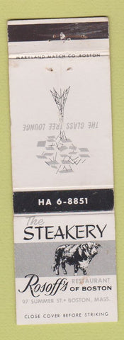 Matchbook Cover - The Steakery Rosoff's Boston MA WEAR