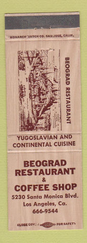 Matchbook Cover - Beograd Restaurant Los Angeles CA Yugoslavian