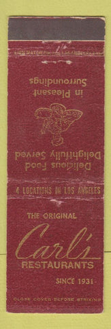 Matchbook Cover - Carl's Restaurants Los Angeles CA WEAR