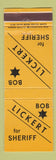 Matchbook Cover - Bob Lickert for Sheriff Election WEAR
