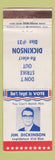 Matchbook Cover - Jim Dickinson Eletion Legislature