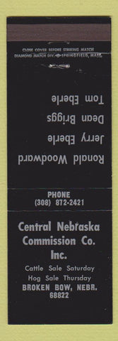 Matchbook Cover - Central Nebraska Commission Broken Bow NE livestock