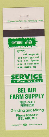Matchbook Cover - Bel Air Farm Supply Bel Air MD
