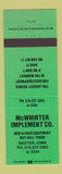 Matchbook Cover - McWhirter Implement Tractors Baxter IA