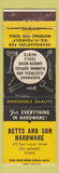 Matchbook Cover - Betts and Son Hardware Des Moines IA WEAR