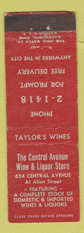 Matchbook Cover - Central Avenue Wine Liquor  WEAR