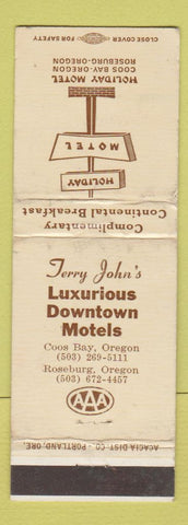 Matchbook Cover - Holiday Motel Coos Bay Roseburg OR WORN