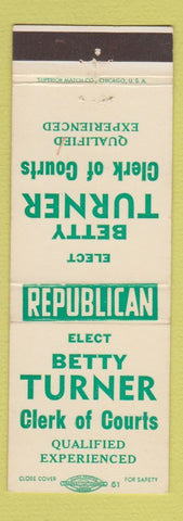 Matchbook Cover - Betty Turner Clerk of Courts Election