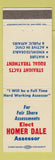 Matchbook Cover - Homer Dale Assessor Election