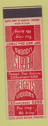 Matchbook Cover - Heights Liquors Chicago? SAMPLE