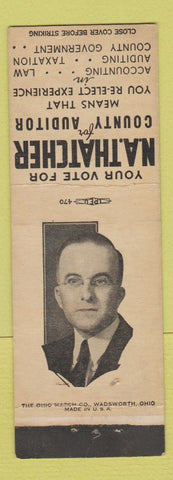 Matchbook Cover - NA Thatcher County Auditor Election