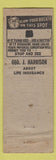 Matchbook Cover - Geo J Harrison Insurance Baton Rouge LA WEAR