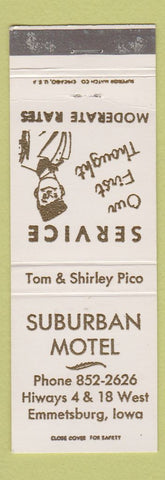 Matchbook Cover - Suburban Motel Emmetsburg IA