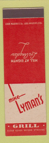 Matchbook Cover - Mike Lyman's Grill Los Angeles CA SAMPLE