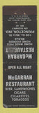 Matchbook Cover - McGarrah Restaurant Princeton IN WEAR