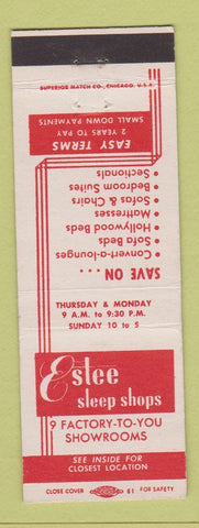 Matchbook Cover - Estee Sleep Shops Chicago IL Milwaukee WI