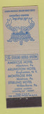 Matchbook Cover Sterling Hotels Allentown Wilkes Barre Montrose PA Binghamton NY