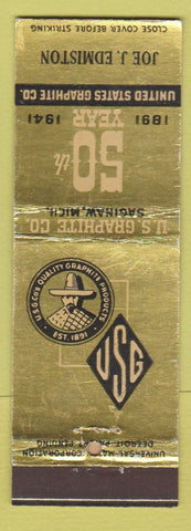Matchbook Cover - US Graphite Saginaw MI 1941 Joe Edmiston POOR BACK