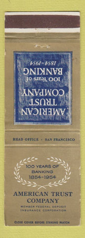 Matchbook Cover - American Trust Company San Francisco CA 1954 WEAR