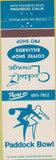 Matchbook Cover - Paddock Bowling Pacheco CA billiards