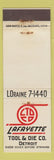 Matchbook Cover - Lafayette Tool and Die Detroit MI