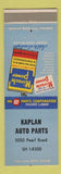 Matchbook Cover - Kaplan Auto Parts Cleveland OH? Miracle Power oil additive