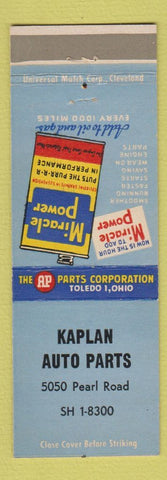 Matchbook Cover - Kaplan Auto Parts Cleveland OH? Miracle Power oil additive