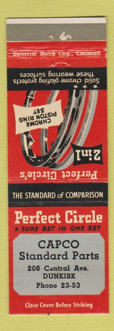 Matchbook Cover - Perfect Circle Piston Rings Dunkirk NY? Capco