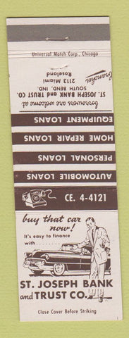 Matchbook Cover - St Joseph Bank and Trust  South Bend IN