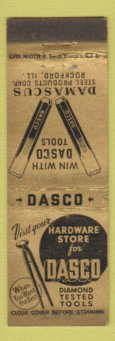 Matchbook Cover - Dasco Diamond Tested Tools Rockford IL WEAR