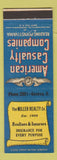 Matchbook Cover - Miller Real Estate Insurance Geneva OH