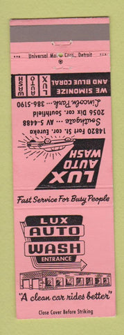 Matchbook Cover - Lux Auto Car Wash Southgate Lincoln Park MI