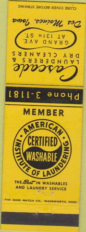 Matchbook Cover - Cascade Dry Cleaners Des Moines IA