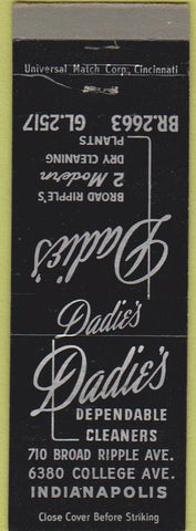 Matchbook Cover - Dadie's Cleaners Dry Cleaning Indianapolis IN