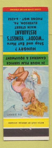 Matchbook Cover - Woody Yeingst's Restaurant Elverson PA pinup