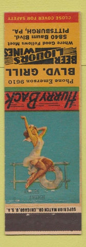 Matchbook Cover - Blvd Grill Pittsburgh PA pinup